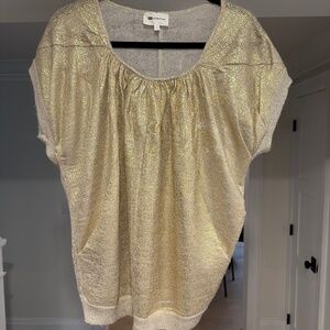 Vanessa Bruno Gold Shortsleeve Sweater - Size 2 (US M/L / IT 42 / EU 38)